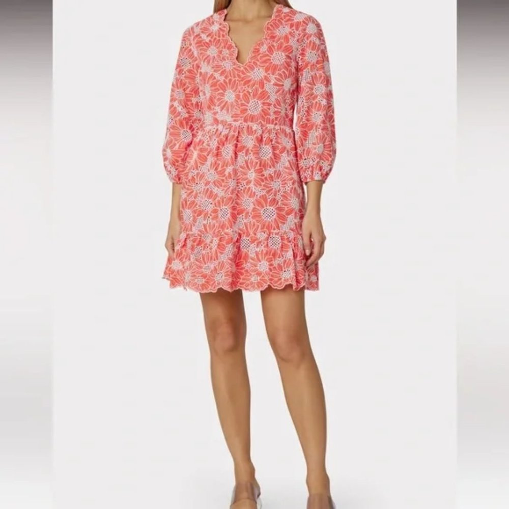 NYT : Milly :  Brielle Tournesol Eyelet Dress, Coral : Size 6